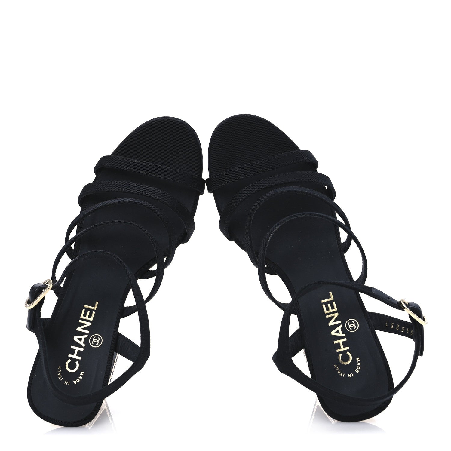 Chanel Grosgrain Crystal CC Sandals 40 Black 2 of 10