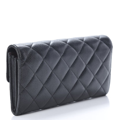 Chanel Caviar Quilted Large Gusset Flap Wallet Black 3 of 11