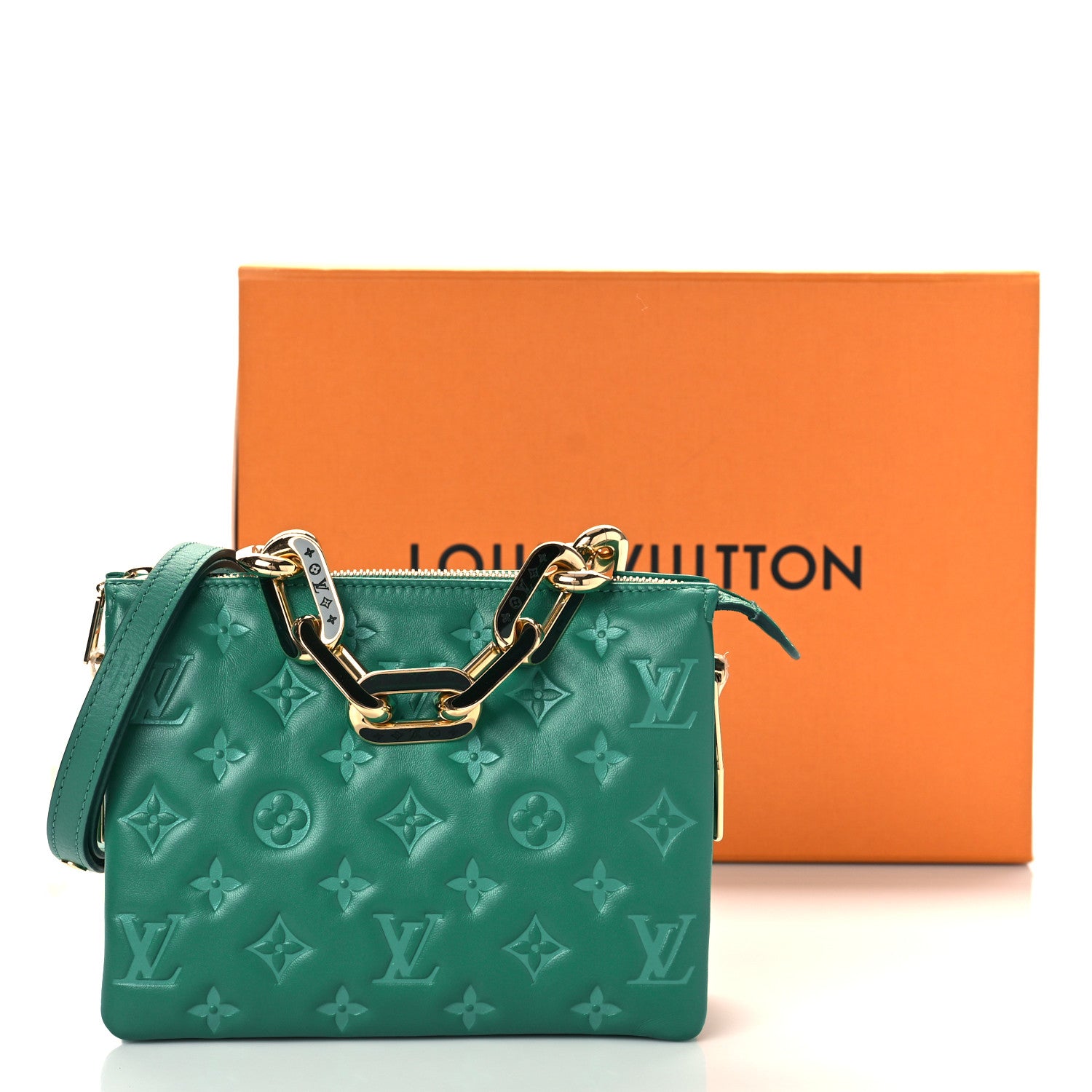 Louis Vuitton Lambskin Embossed Monogram Coussin BB Emeraude 10 of 10