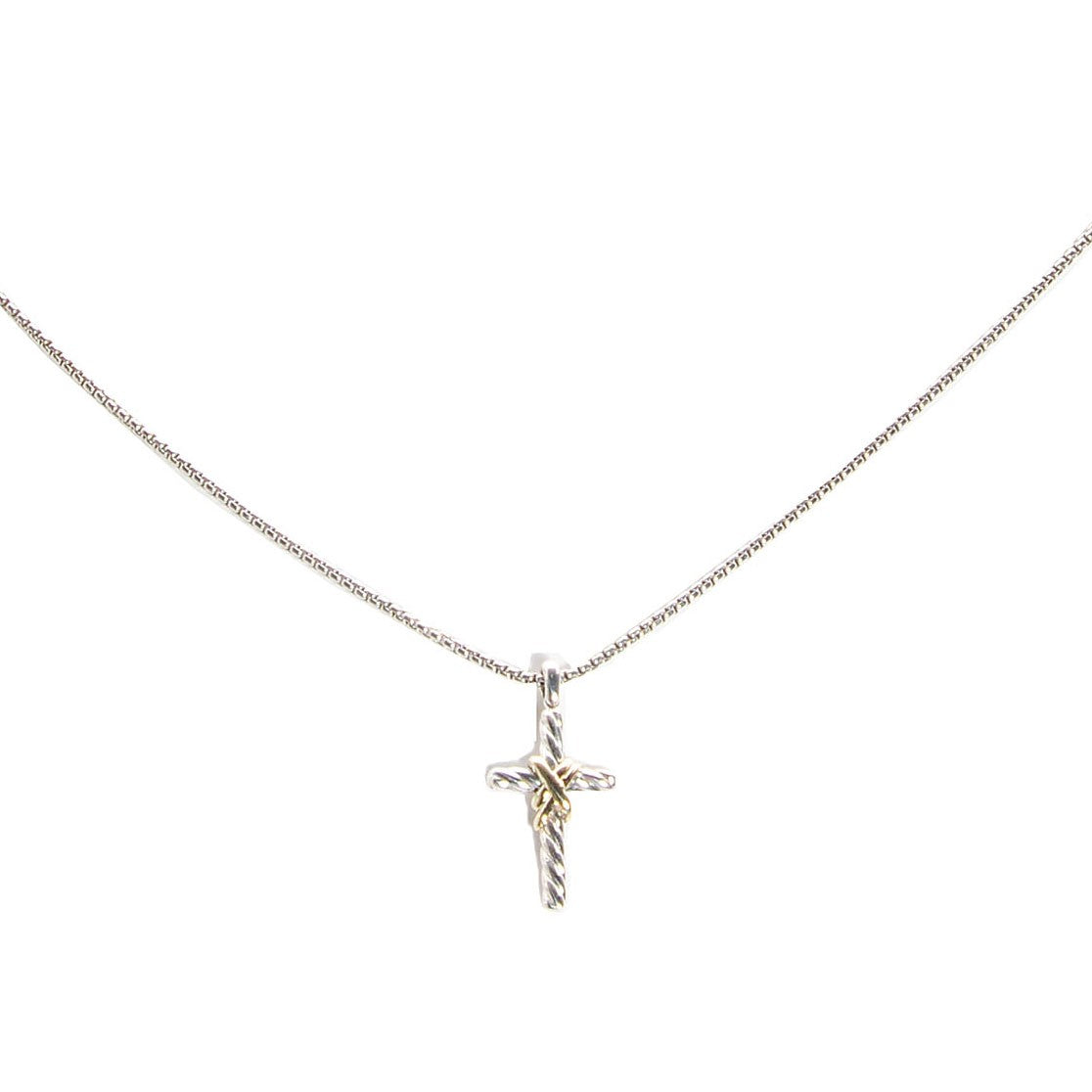 Sterling Silver 14k Yellow Gold X Cross Necklace