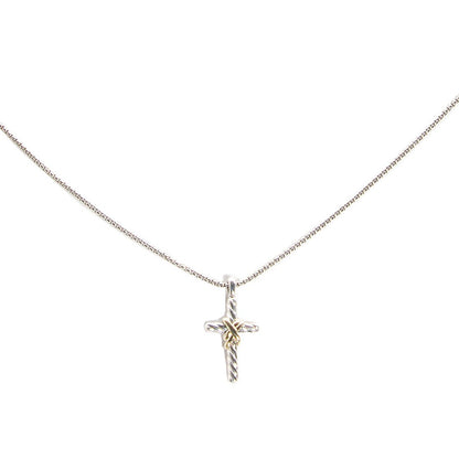 David Yurman Sterling Silver 14k Yellow Gold X Cross Necklace 1 of 5