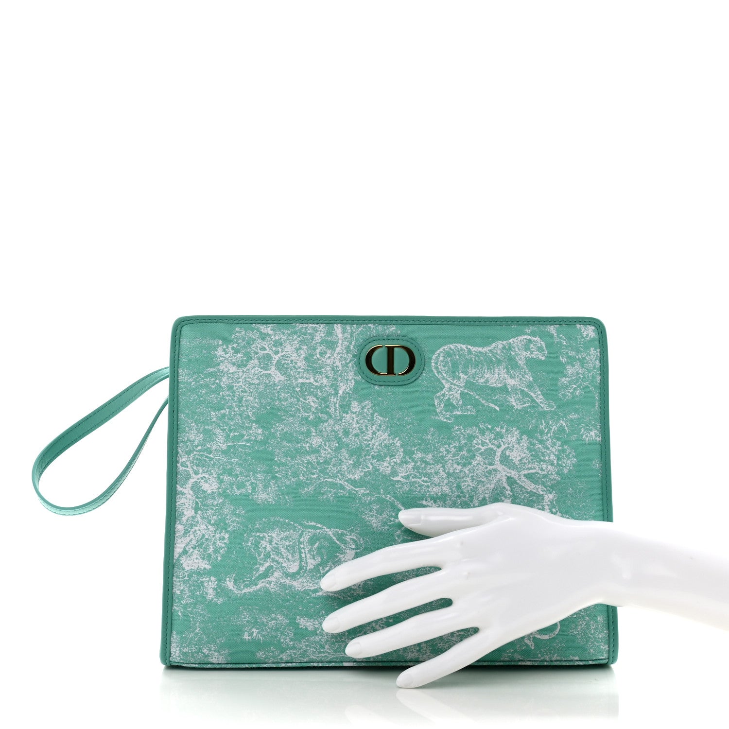 Christian Dior Canvas Embroidered Dioriviera 30 Montaigne Toile De Jouy Dea Pouch Aquamaria 2 of 7