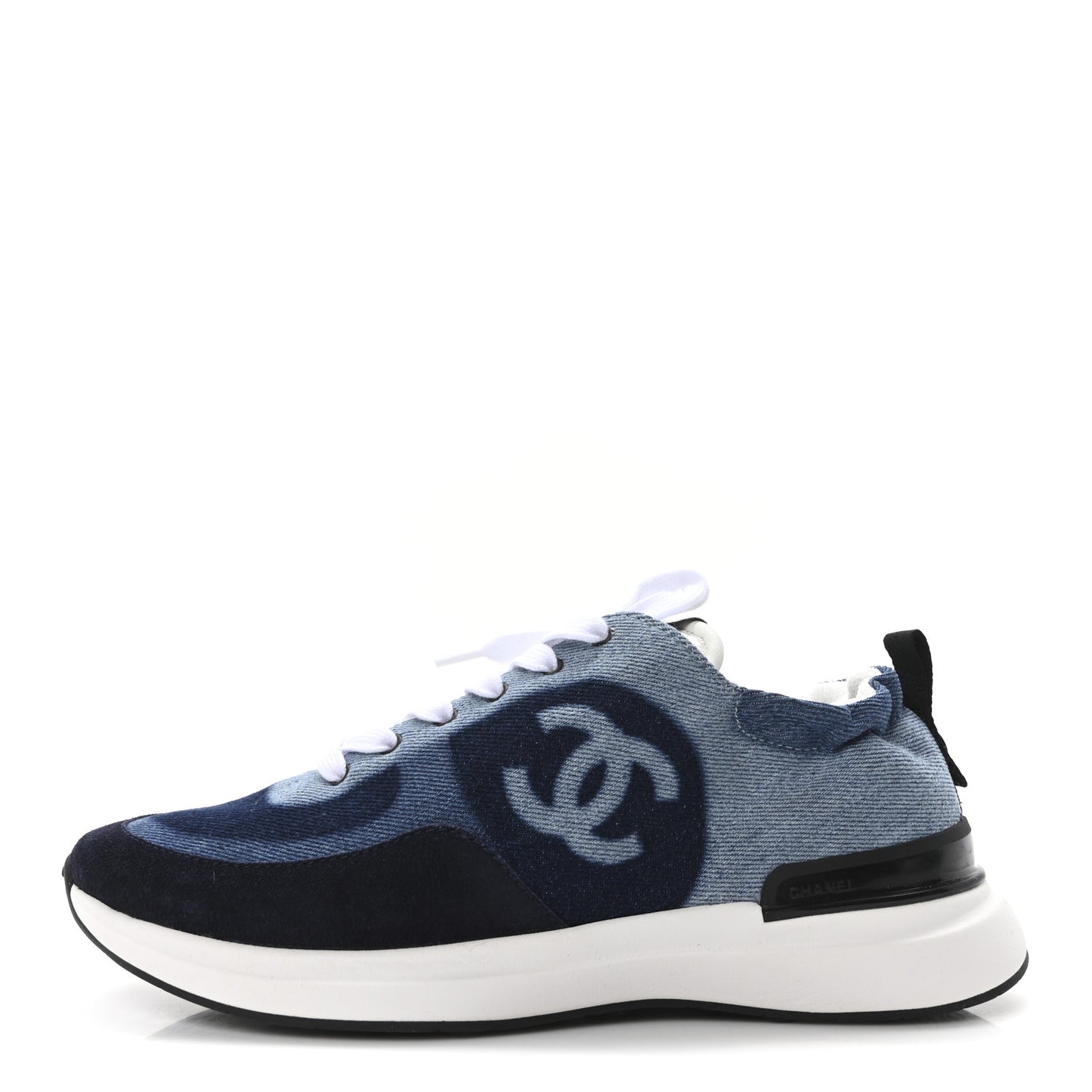 Denim Suede Calfskin Womens CC Sneakers 39 Dark Blue
