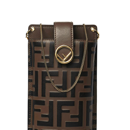 Fendi Vitello Soft F is Fendi Bi-Color FF 1974 Embossed Phone Pouch Maya Black 4 of 10