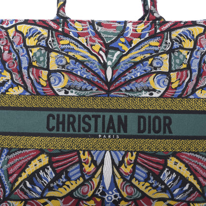 Christian Dior Canvas Embroidered Butterfly Book Tote Black Multicolor 8 of 10