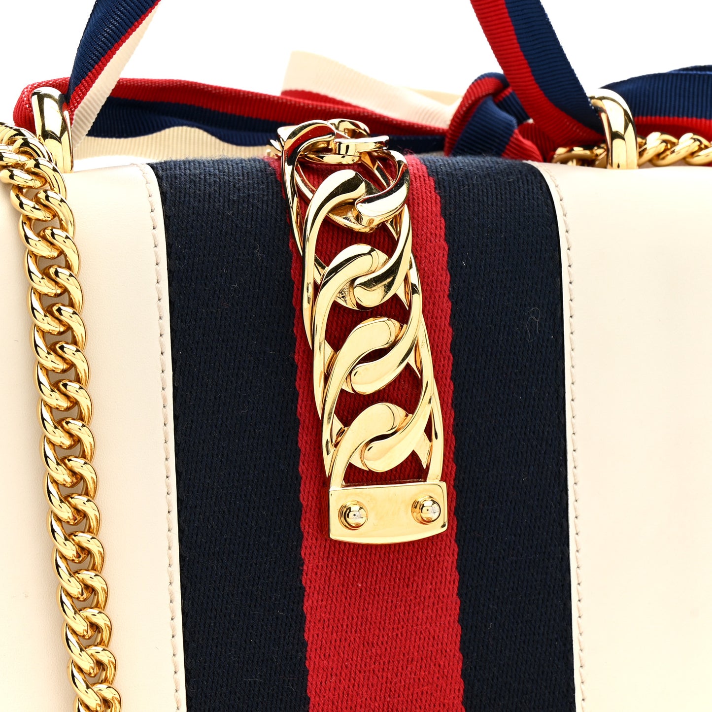 Calfskin Mini Sylvie Chain Shoulder Bag White