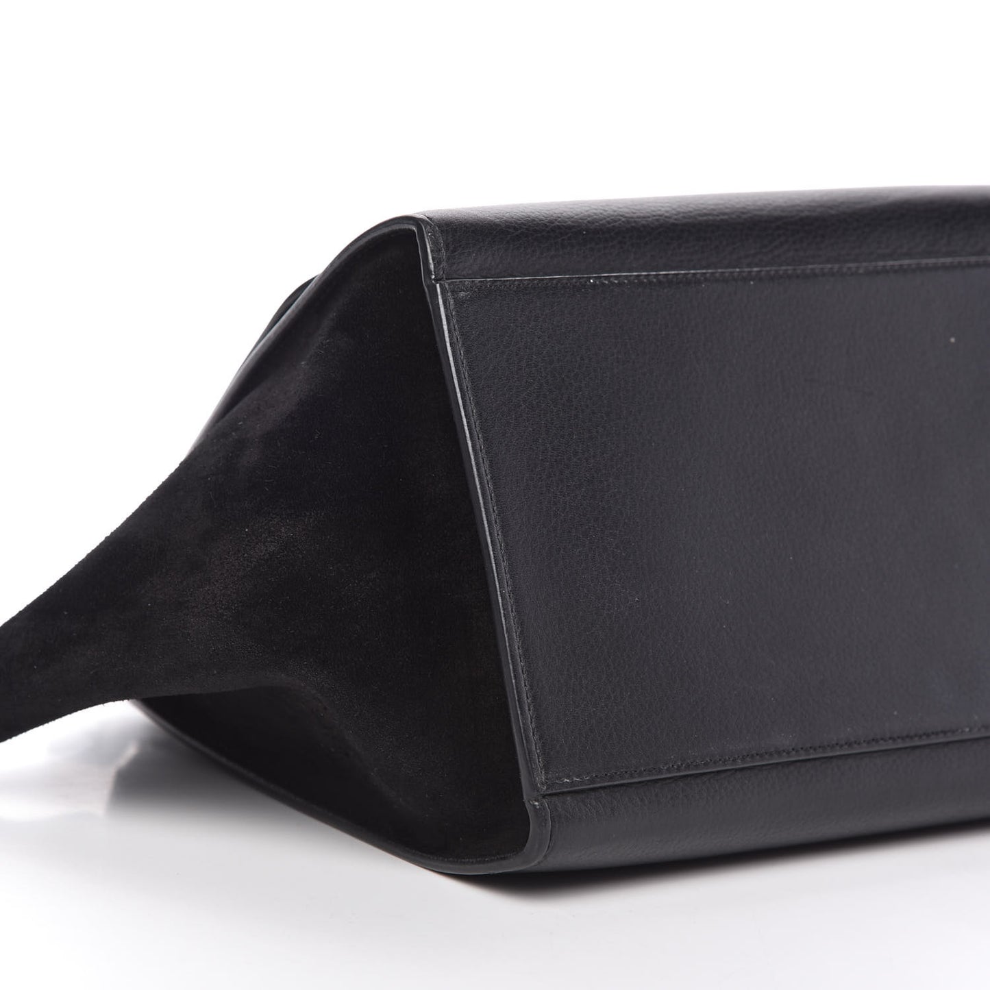 Drummed Calfskin Suede Small Trapeze Black