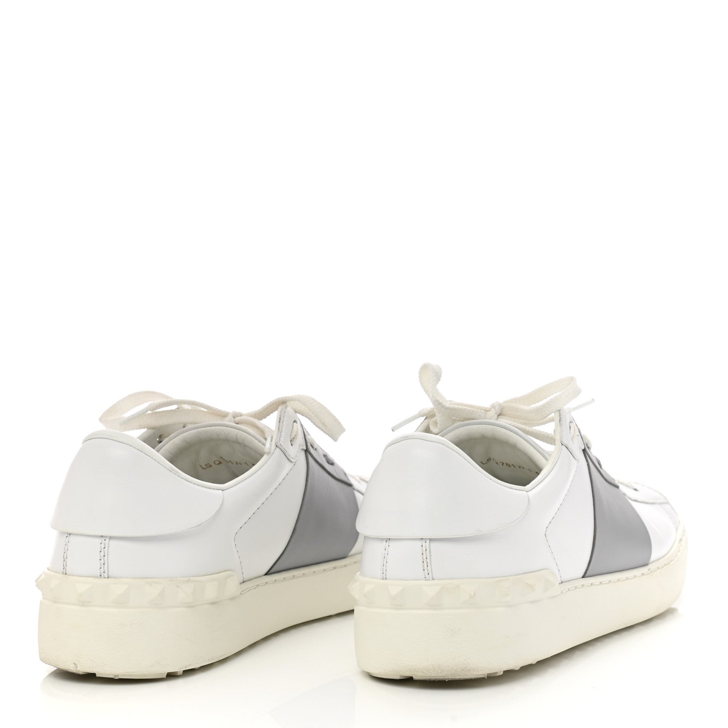 Valentino Garavani Calfskin Mens Rockstud Open Sneakers 40.5 White Grey 4 of 9