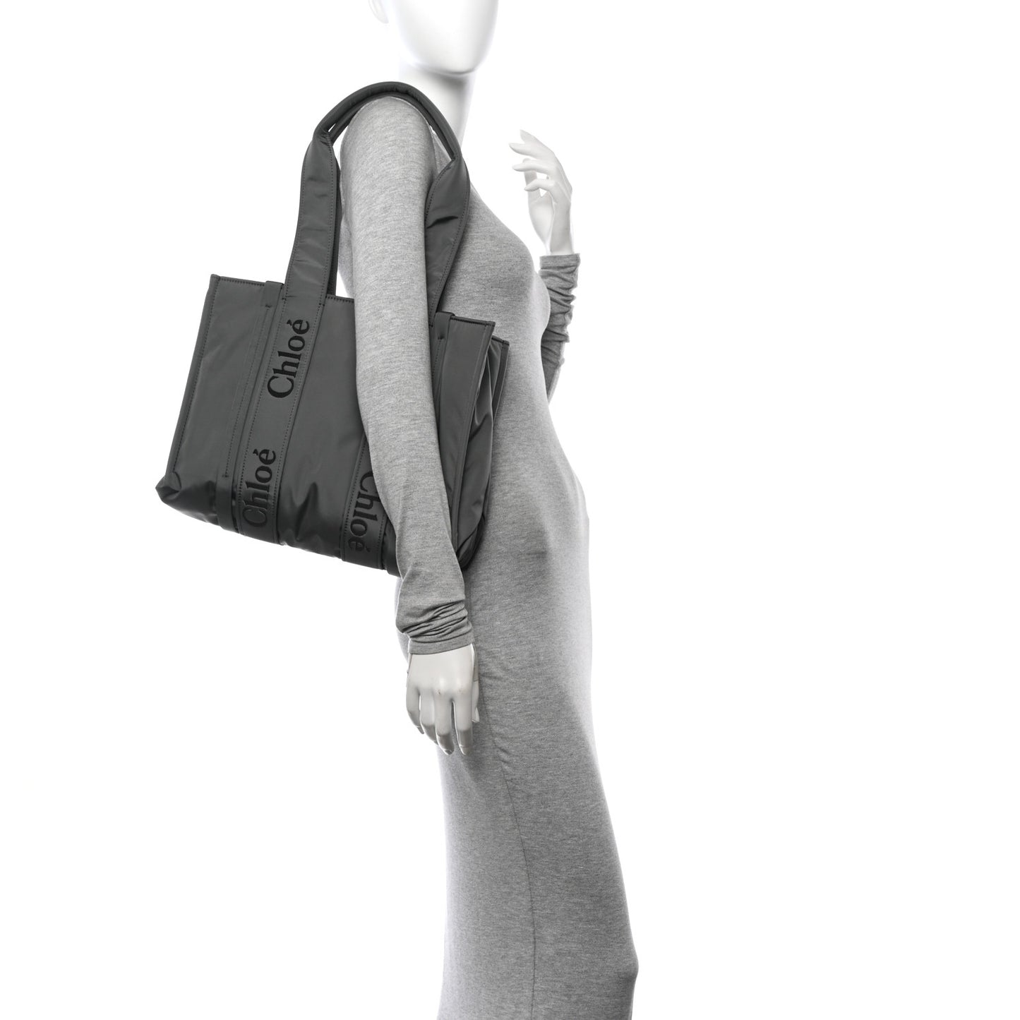 Recycled Nylon Medium Woody Ribbon Tote Elephant Grey