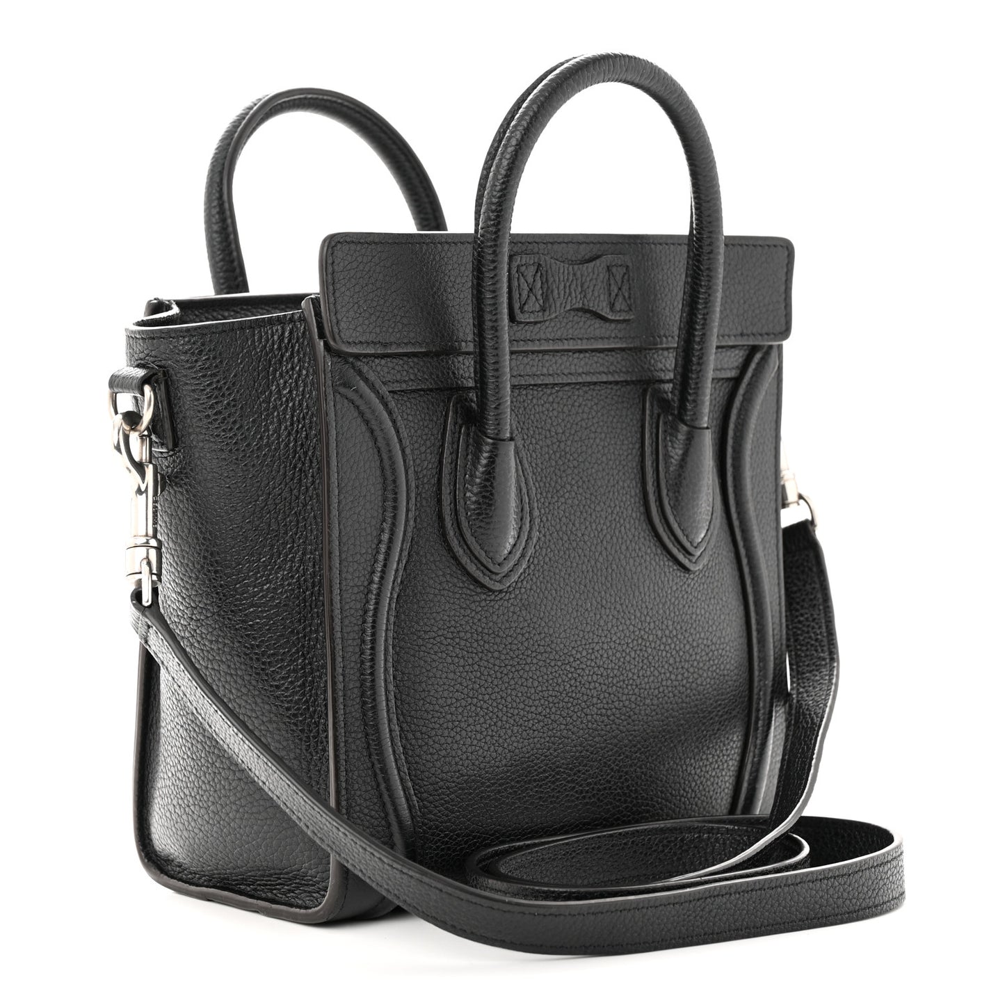 Drummed Calfskin Nano Luggage Black