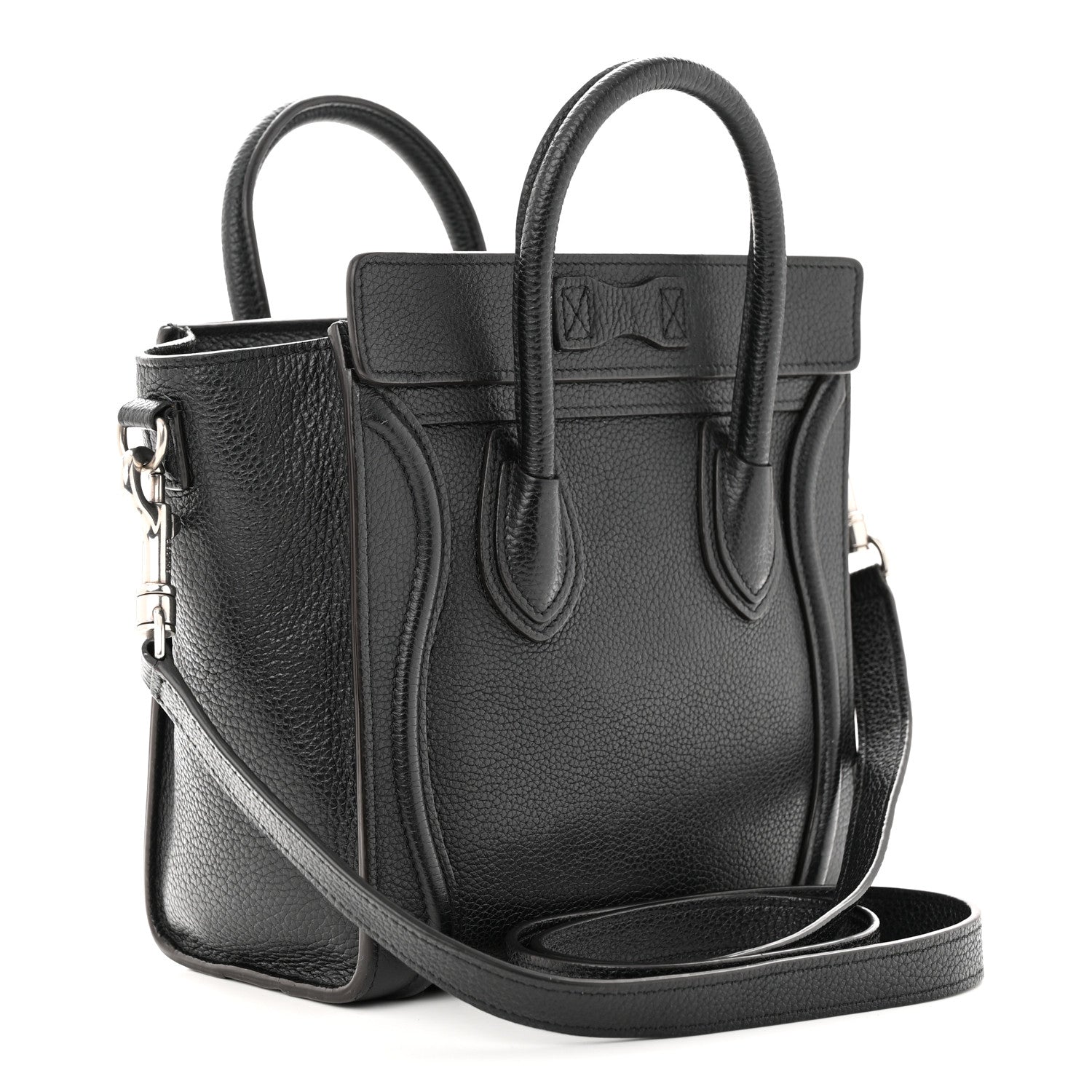 Celine Drummed Calfskin Nano Luggage Black 3 of 10