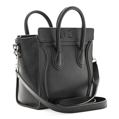 Celine Drummed Calfskin Nano Luggage Black 3 of 10