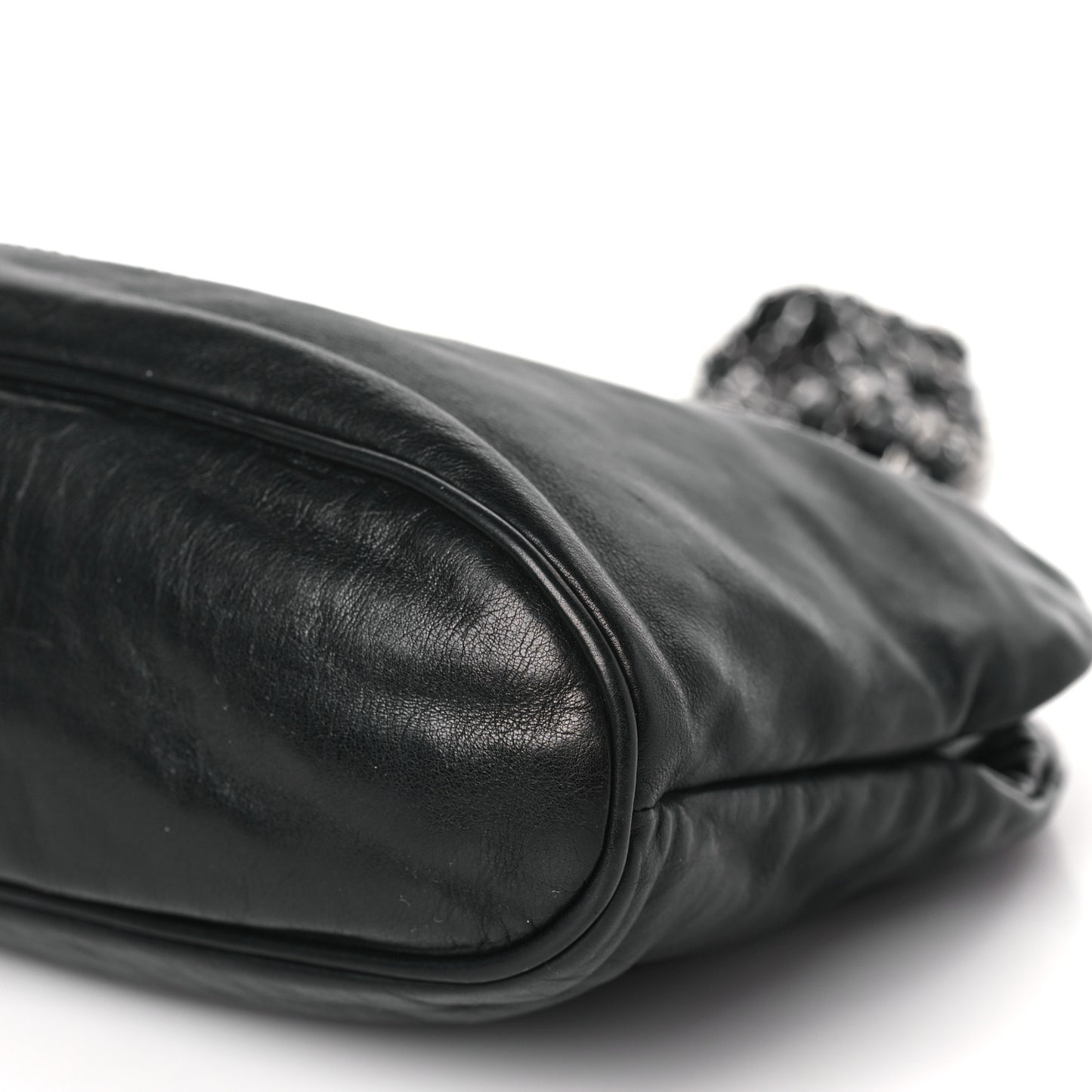Lambskin Mini Rock and Chain Hobo Black