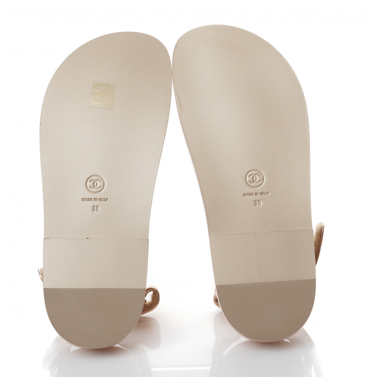 Iridescent Lambskin Quilted Velcro Dad Sandals 38 Light Bronze