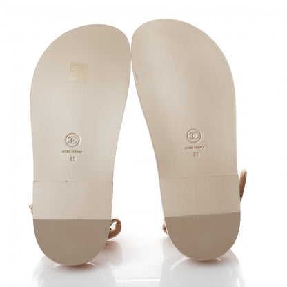 Chanel Iridescent Lambskin Quilted Velcro Dad Sandals 38 Light Bronze 5 of 9