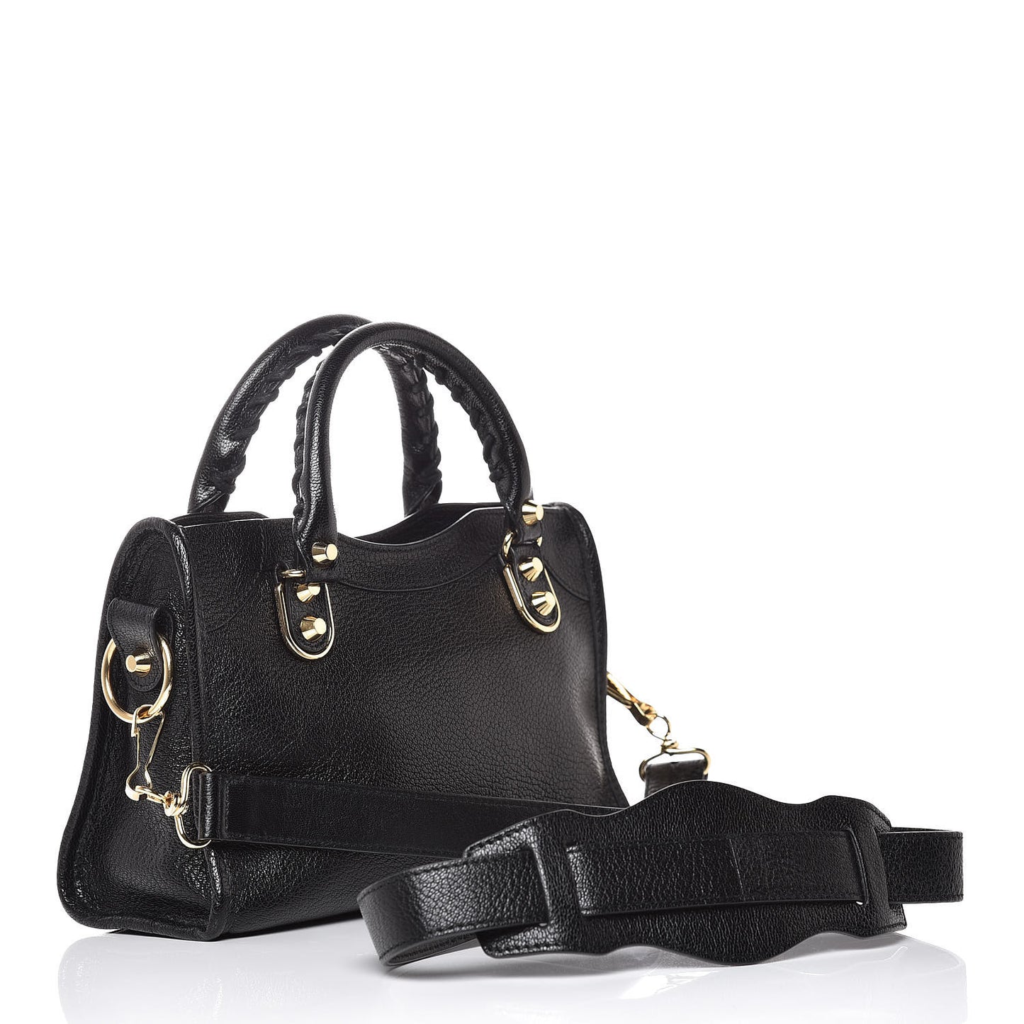 Chevre Gold Metallic Edge Hardware Mini City Black