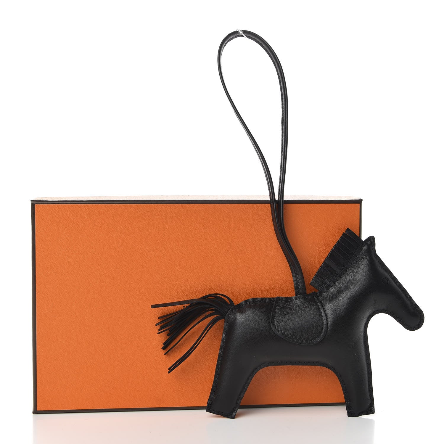 Hermes Milo Lambskin Grigri Rodeo Horse Bag Charm MM So Black 4 of 4