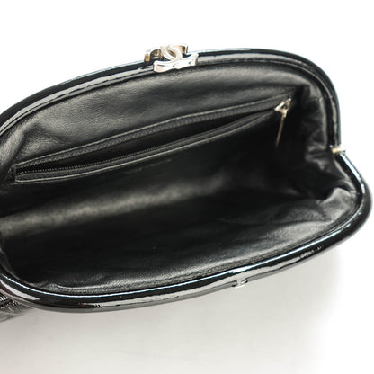 Chanel Distressed Patent Quilted Timeless Clutch Black 5 of 7
