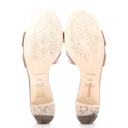Hermes Calfskin Oasis Sandals 39.5 Gold 6 of 11