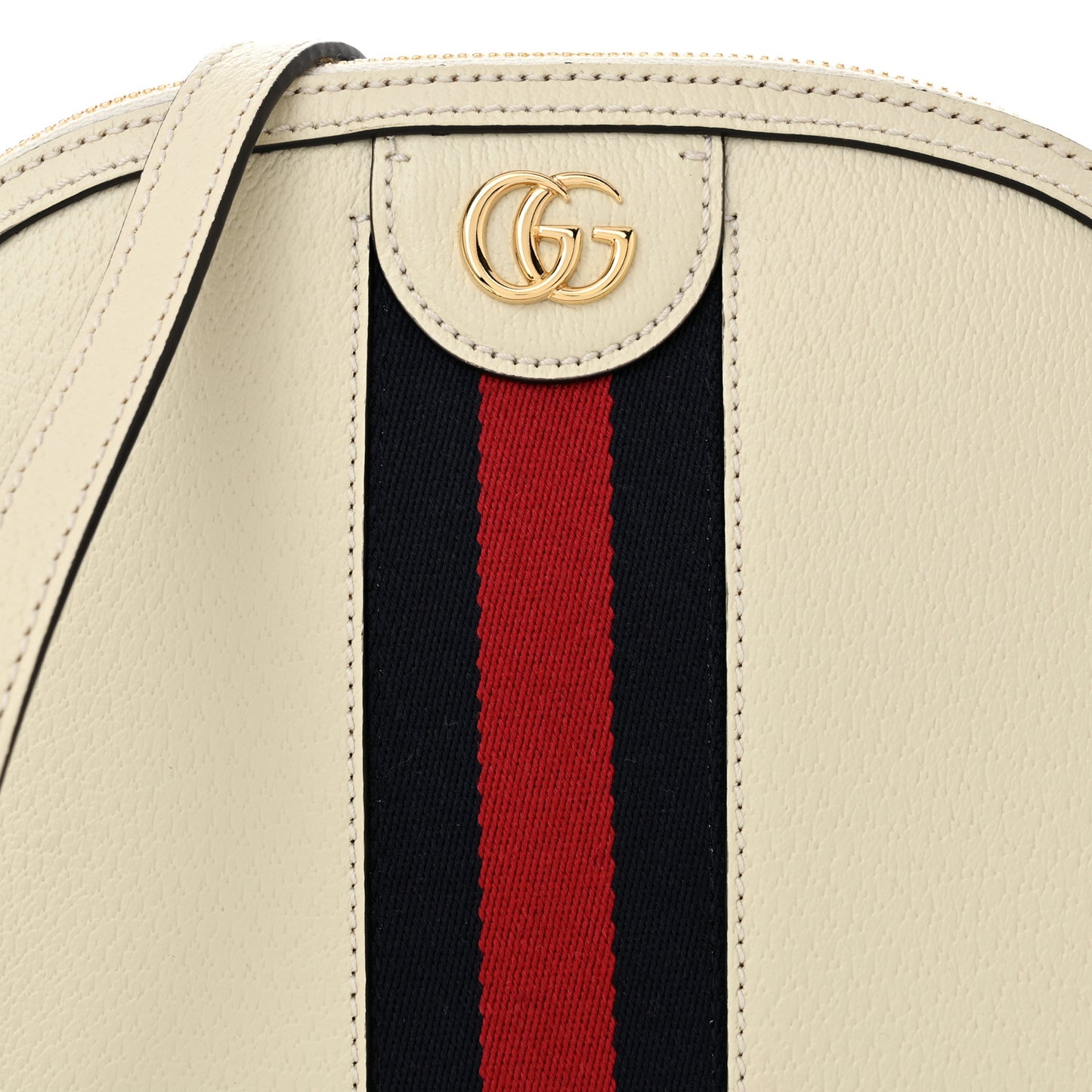 Textured Dollar Calfskin Web Small Ophidia Dome Shoulder Bag Mystic White