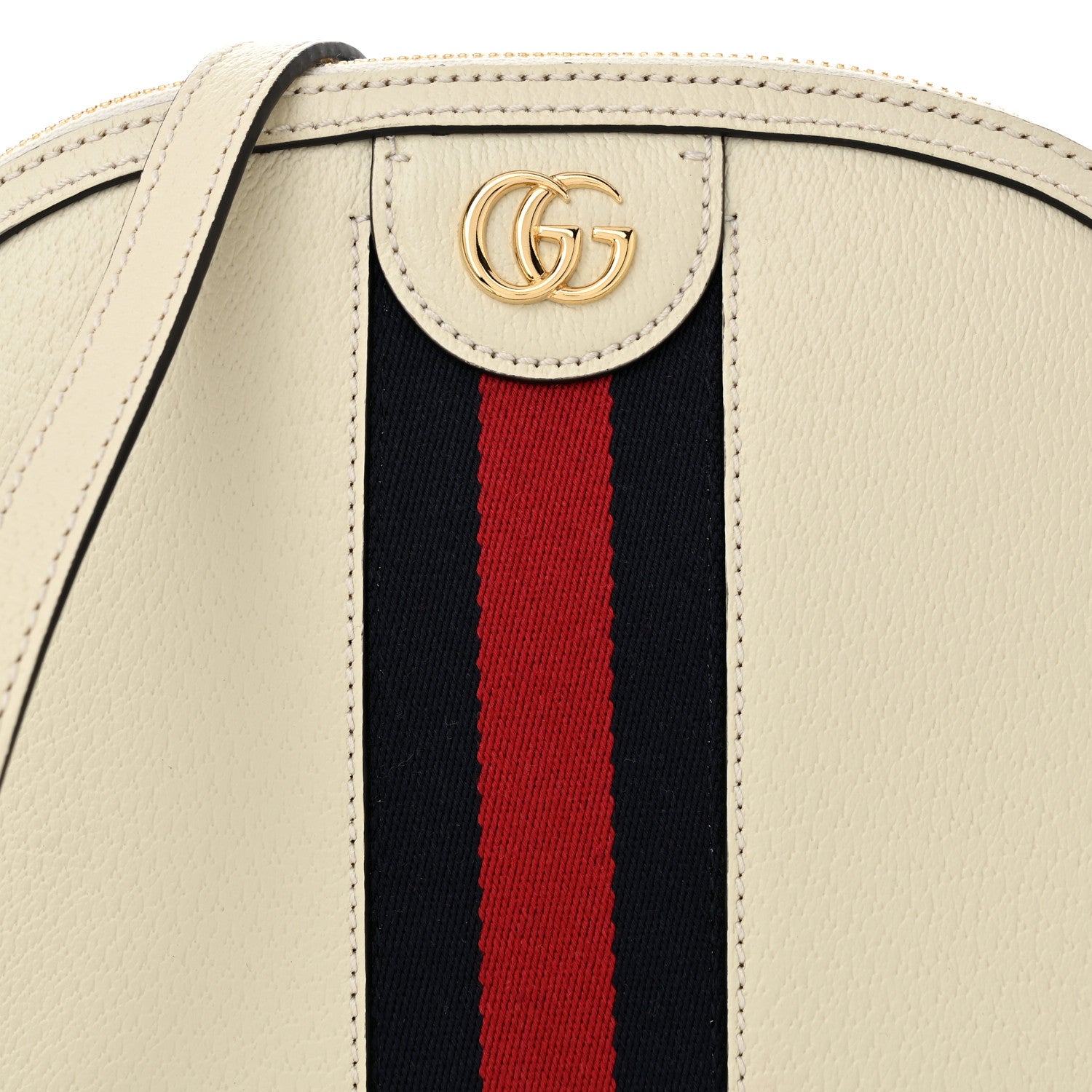 Gucci Textured Dollar Calfskin Web Small Ophidia Dome Shoulder Bag Mystic White 8 of 10