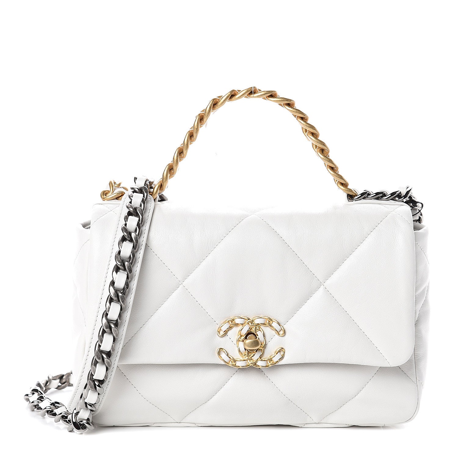 Chanel Goatskin Quilted Medium 19 Flap White 1 of 8