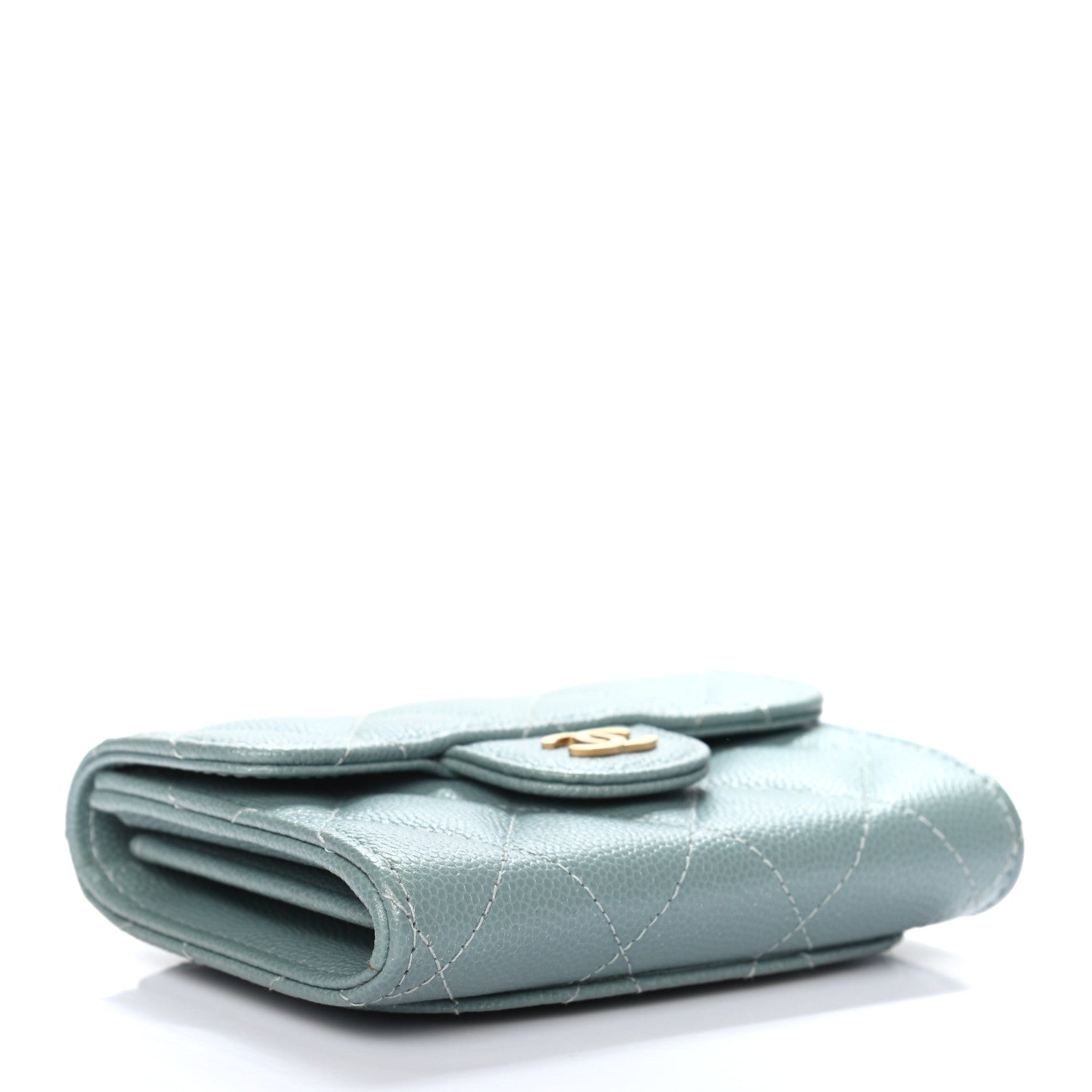 Chanel Iridescent Caviar Quilted Flap Card Holder Wallet Light Blue 4 of 7