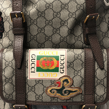 Gucci Soft GG Supreme Monogram Courrier Web Double Buckle Backpack Beige New Acero 8 of 11