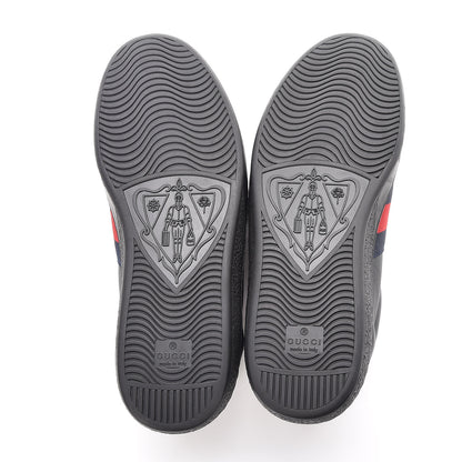 Gucci Calfskin Web Bee Embroidered Mens Ace Sneakers 7.5 Black 5 of 12
