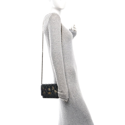 Chanel Aged Calfskin Lucky Charms 2.55 Reissue Wallet on Chain WOC Black 2 of 11