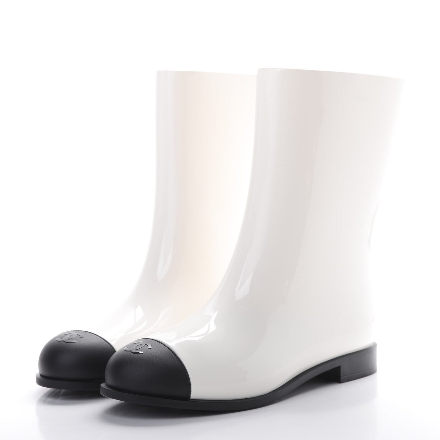 Rubber Rain Boots 41 Ivory Black