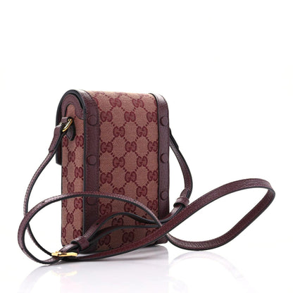 Gucci Monogram Textured Dollar Calfskin Mini Horsebit 1955 Crossbody Bag Sahara Rubino Chardonnay 2 of 10