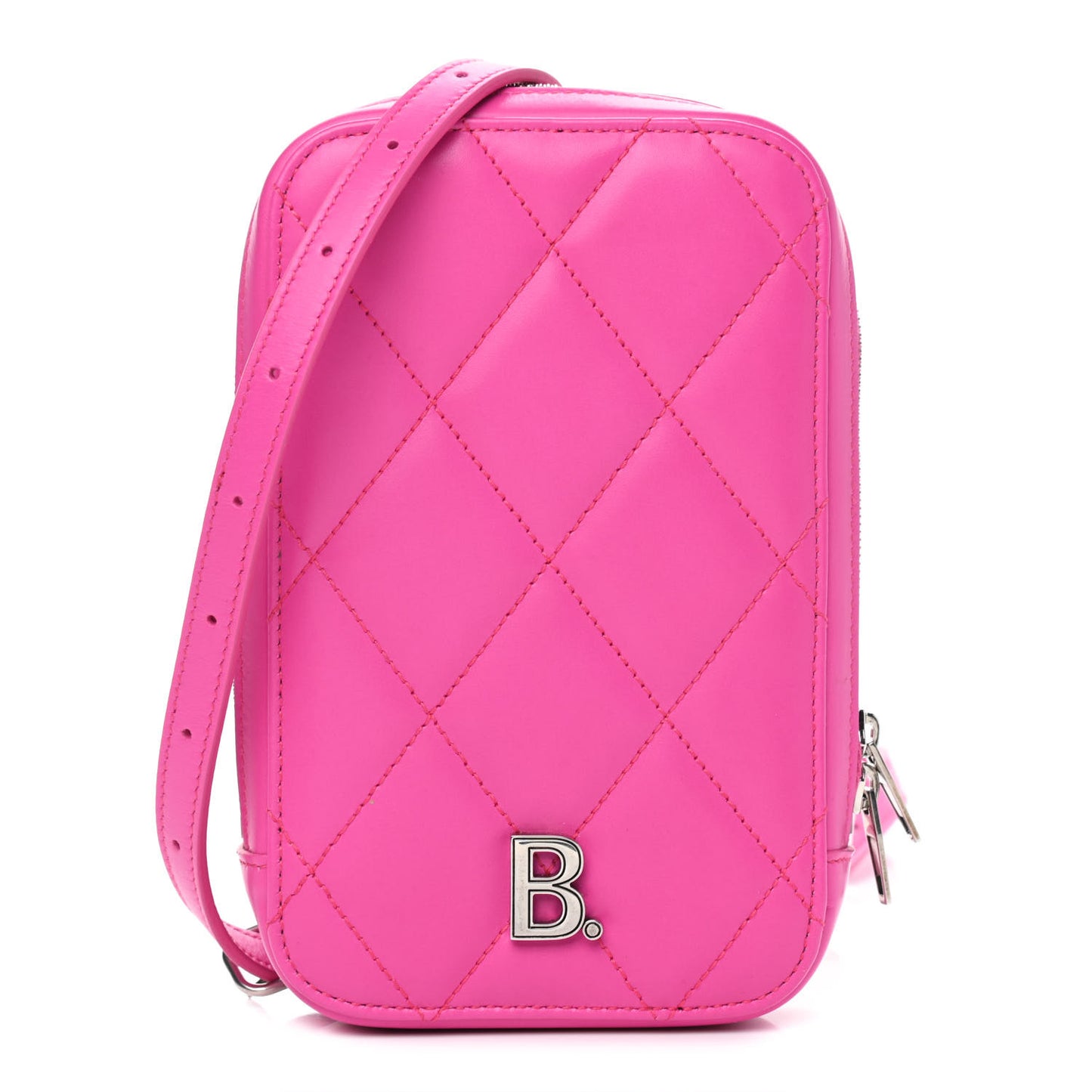 Calfskin Quilted Touch B Phone Holder Bag Fuchsia