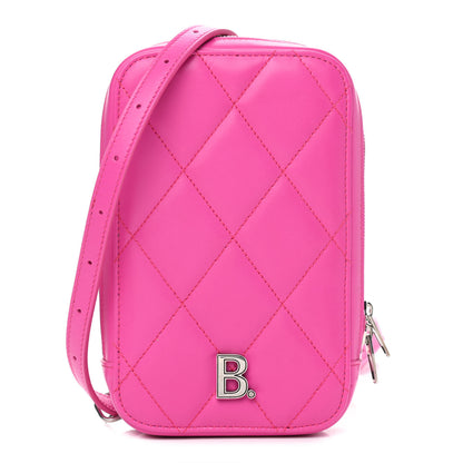 Balenciaga Calfskin Quilted Touch B Phone Holder Bag Fuchsia 1 of 9