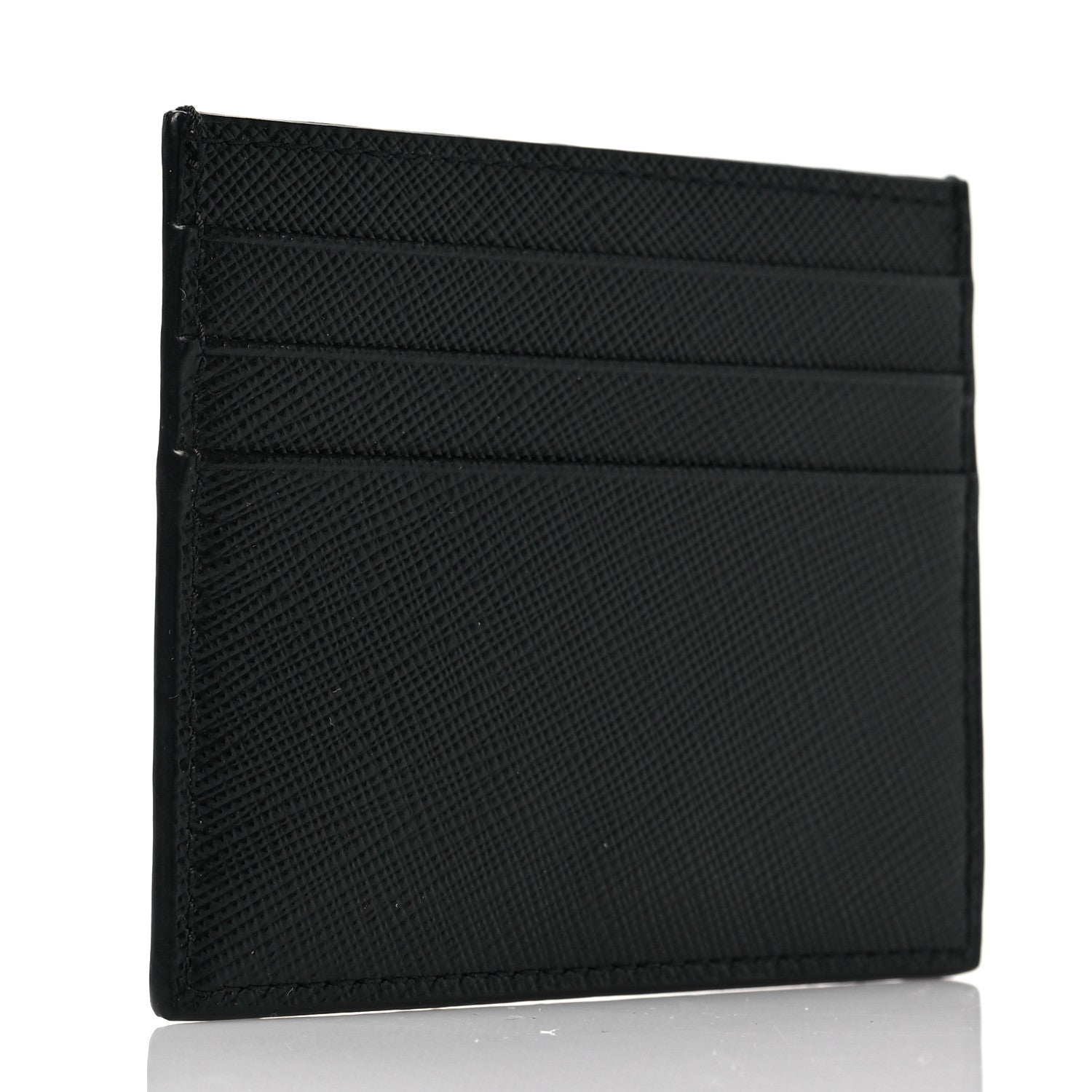 Prada Saffiano Triangle Card Holder Black 3 of 7