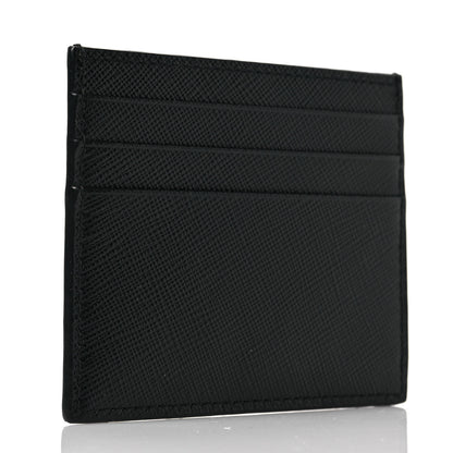 Prada Saffiano Triangle Card Holder Black 3 of 7