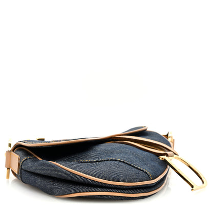 Christian Dior Denim Calfskin Saddle Bag Blue 4 of 11