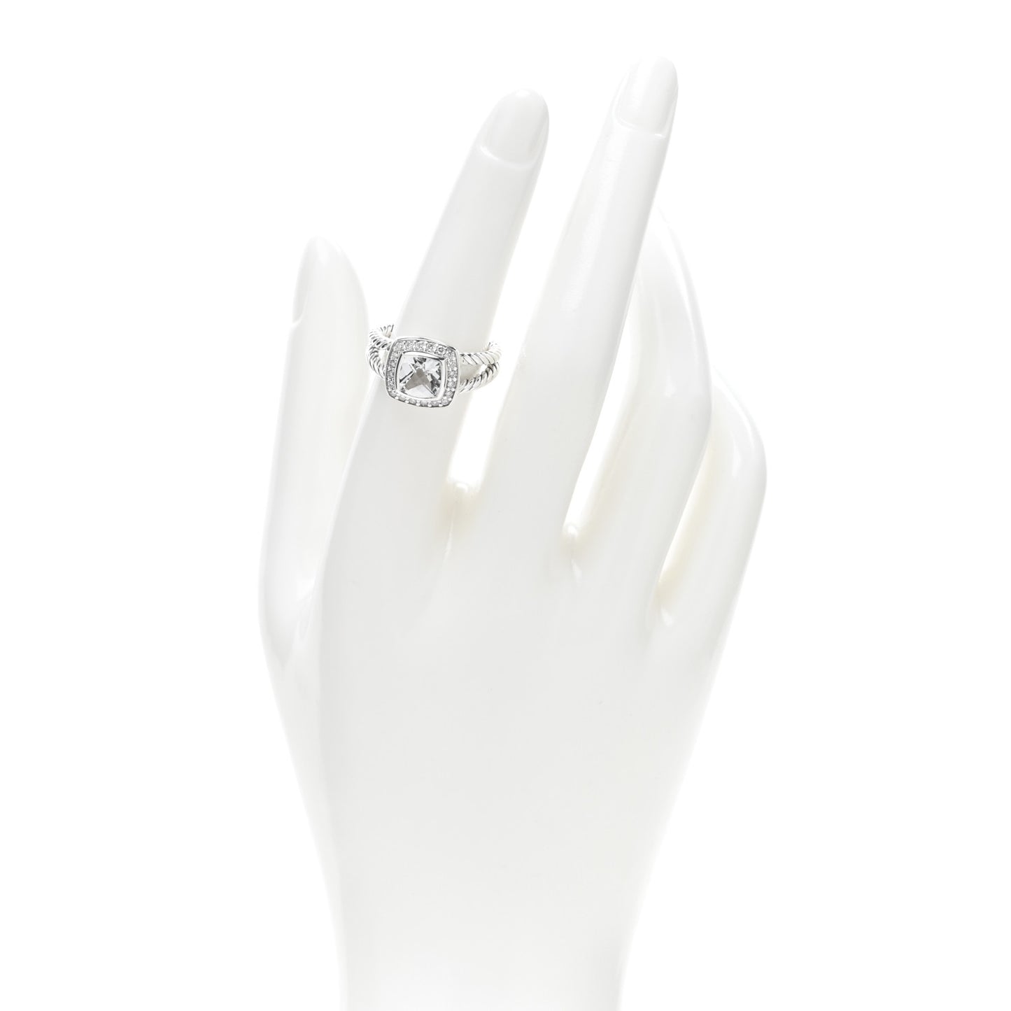 Sterling Silver Diamond White Topaz 7mm Petite Albion Ring 53 6.5