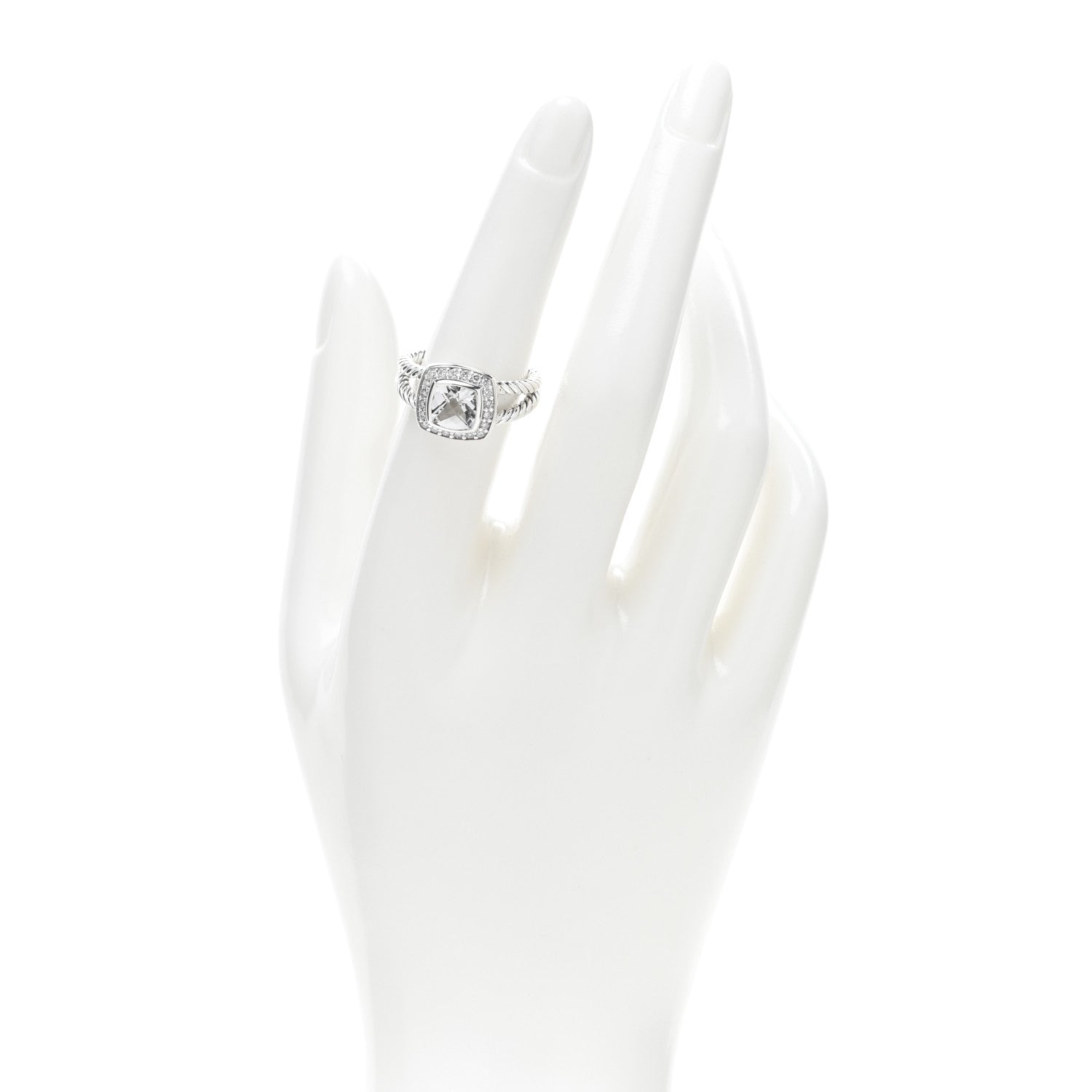 David Yurman Sterling Silver Diamond White Topaz 7mm Petite Albion Ring 53 6.5 2 of 4