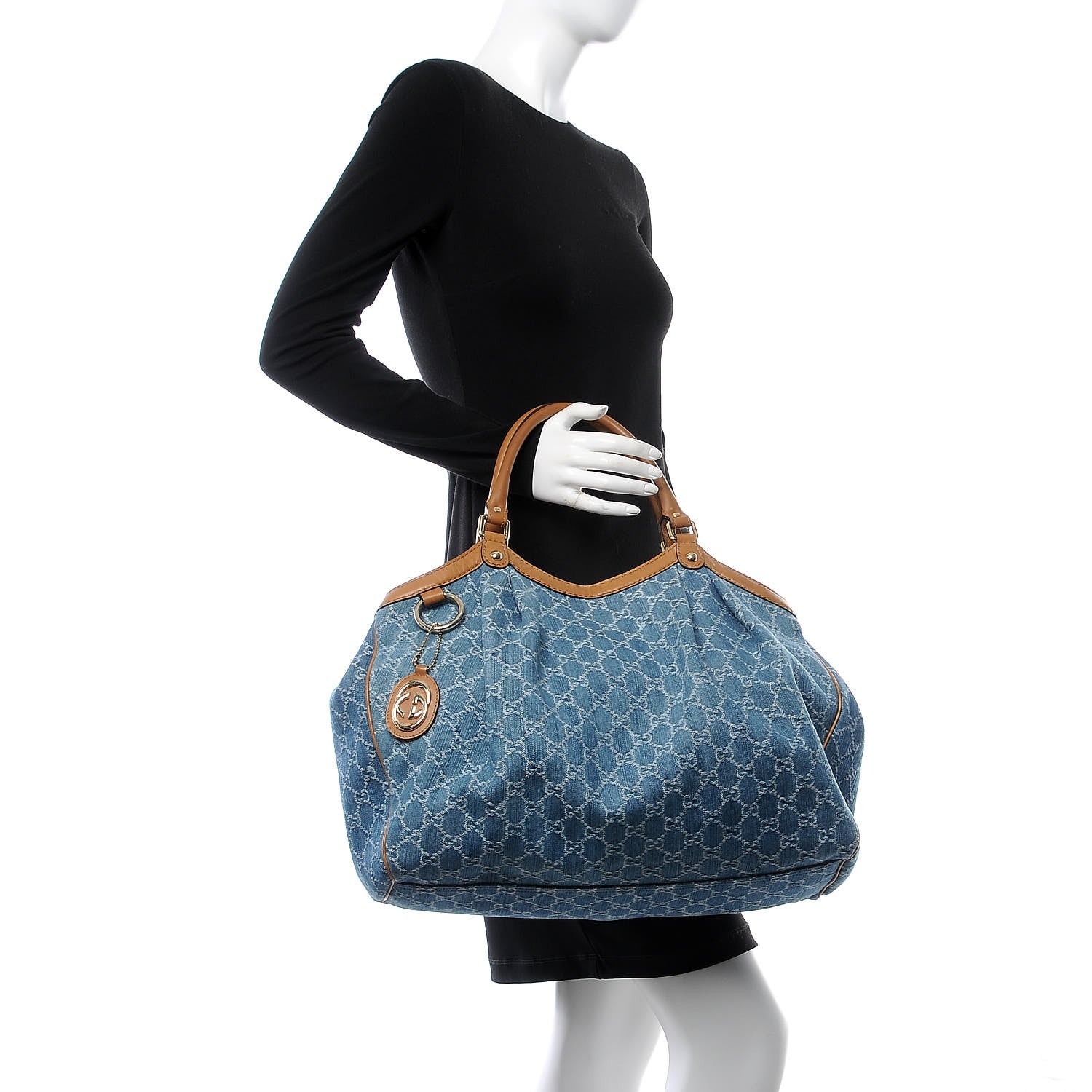 Gucci Denim Monogram Large Sukey Tote 2 of 8
