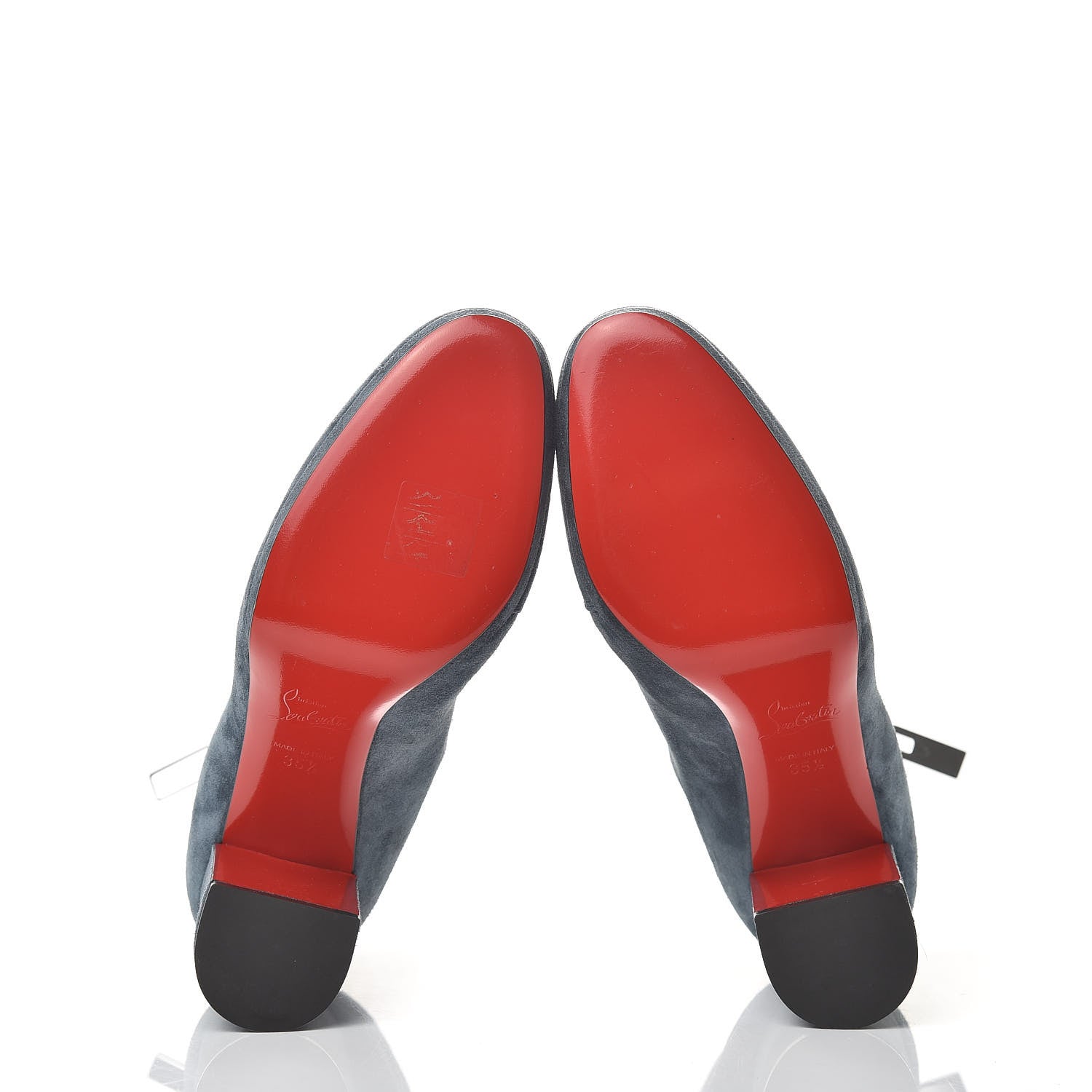 Christian Louboutin Veau Velours Birgitta 100 Zip Around Ankle Bootie 35.5 Tempete 6 of 8