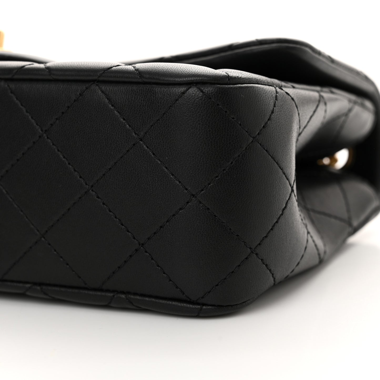 Lambskin Quilted Small Sweet Camellia Flap Black