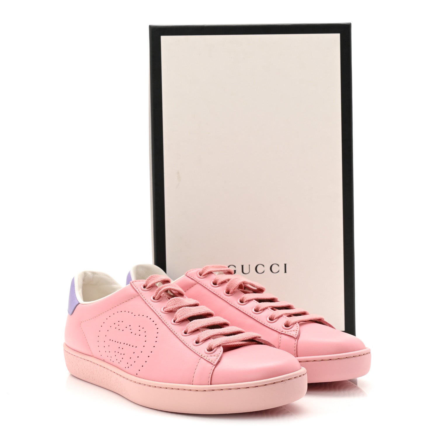 Gucci Miro Soft Calfskin Interlocking G Perforated Womens Ace Sneakers 36.5 Wild Rose Lapis 10 of 10