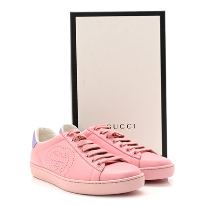 Gucci Miro Soft Calfskin Interlocking G Perforated Womens Ace Sneakers 36.5 Wild Rose Lapis 10 of 10