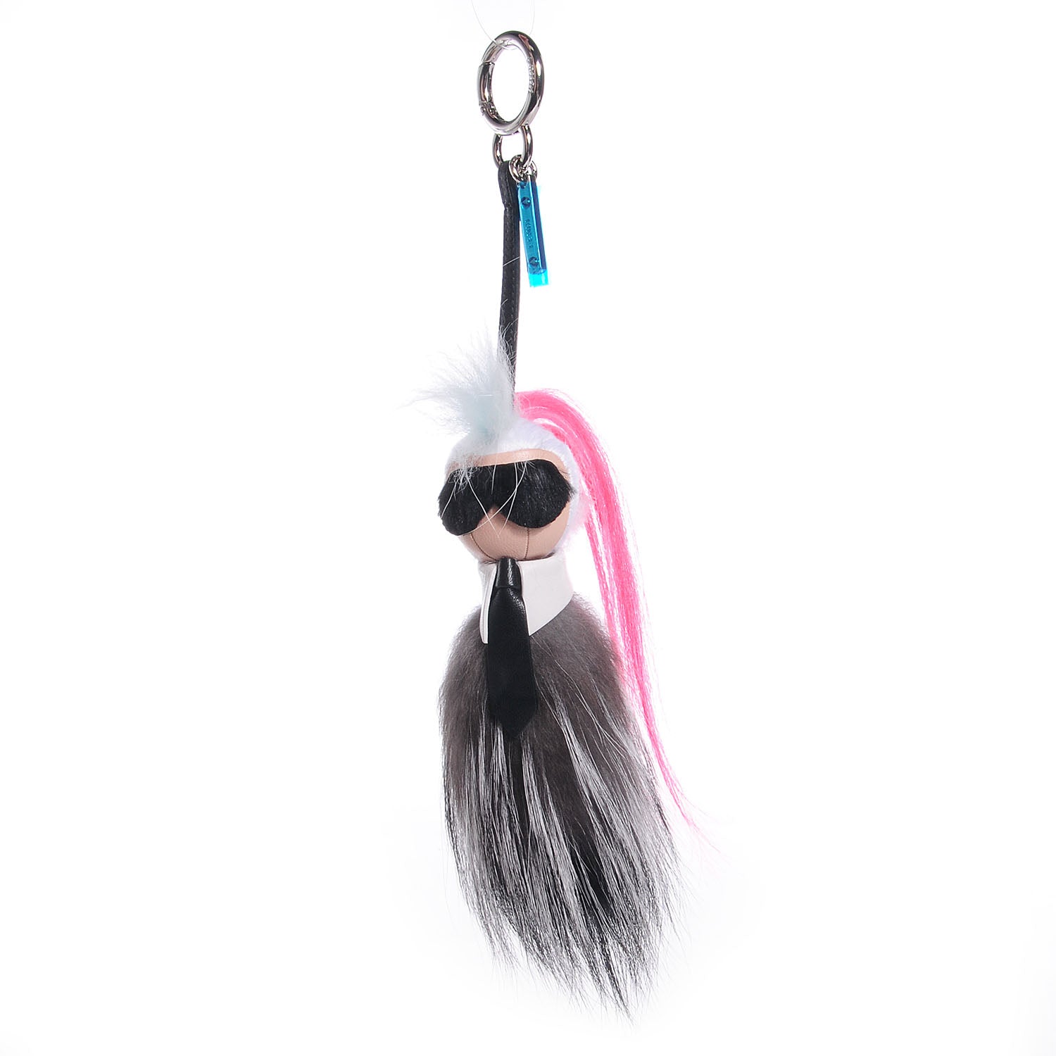 Fendi Mink Fox Goat Fur Mini Karlito Bag Charm Pink 1 of 6