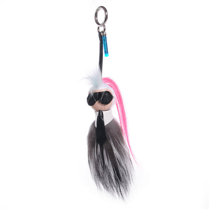 Fendi Mink Fox Goat Fur Mini Karlito Bag Charm Pink 1 of 6