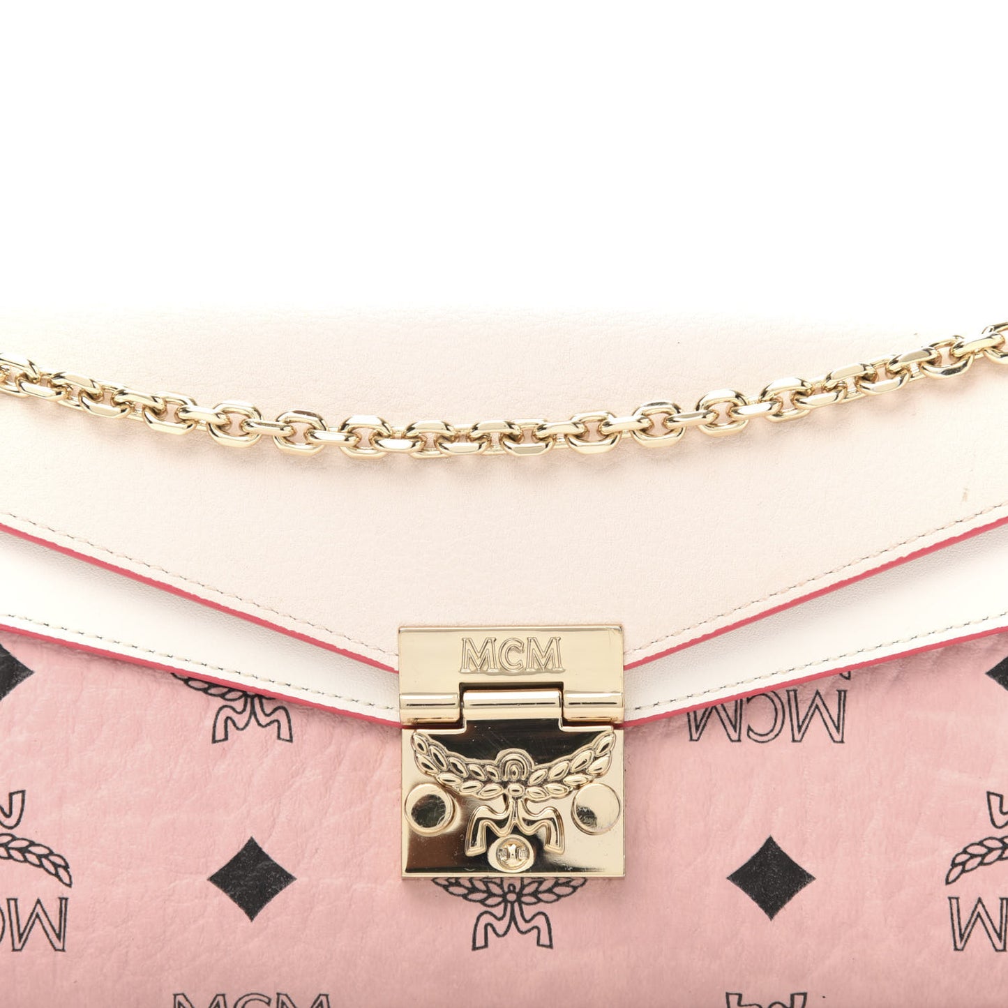 Calfskin Visetos Monogram Patricia Color Block Wallet On Chain Pink Tint