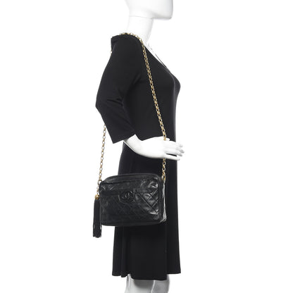 Chanel Lambskin Quilted CC Tassel Camera Case Black 2 of 13