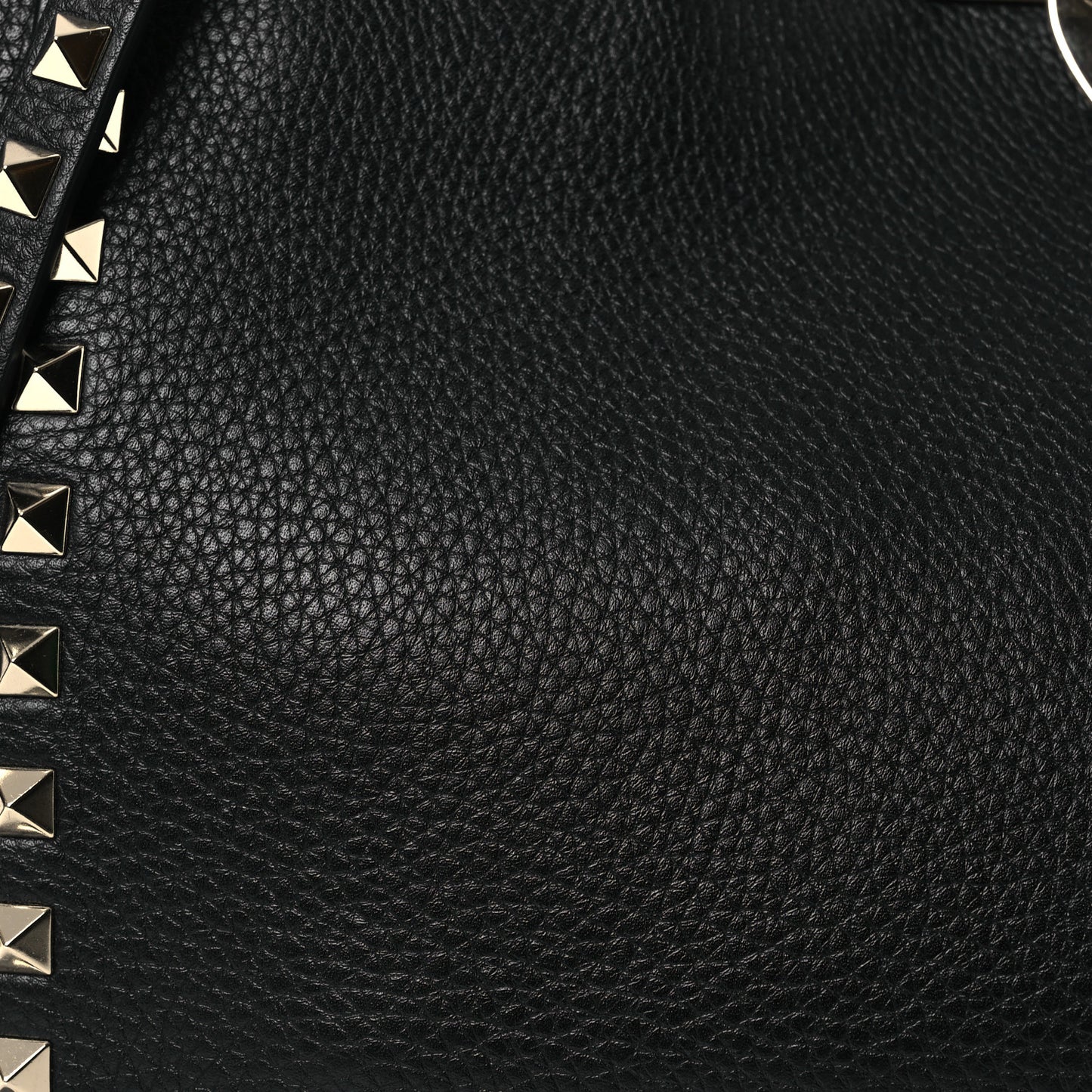 Grained Calfskin Small Rockstud Tote Black