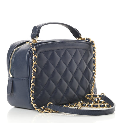 Chanel Calfskin Quilted CC Small Vanity Case Navy 3 of 15